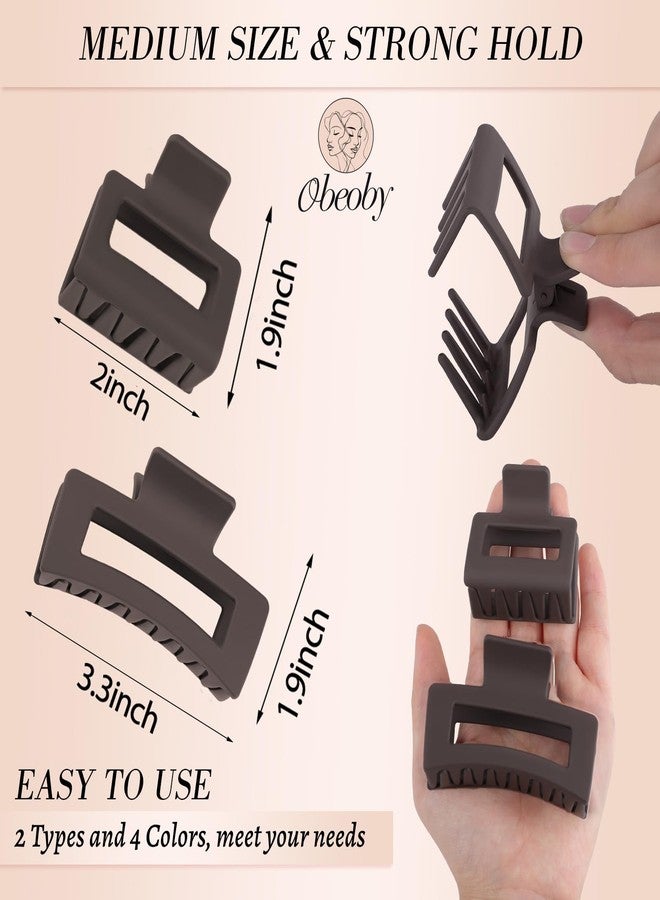 Obeoby 8 Pack Square Hair Clips, Medium and Small Claw Clips Hair Accessories for Women and Girls Bulk Barrettes for Thin Long Short Hair Stocking Stuffers Christmas Gifts (Neutral) - Image 2